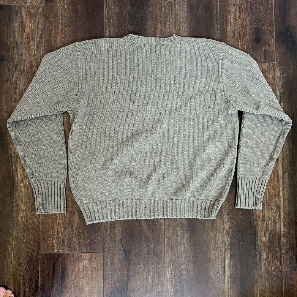 Vintage Polo Ralph Lauren Sweater Men's Size Large Khaki Green Embroidered Logo - Picture 9 of 11